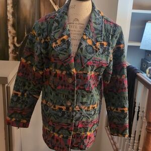 Corelli Colorful Patterned Jacket P2P 22in Length 28in